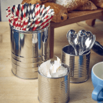 Stainless Steel Cans with straws and tea spoons