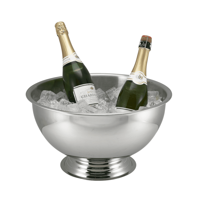 Stainless Steel Champagne Bowl with 2 bottles and ice