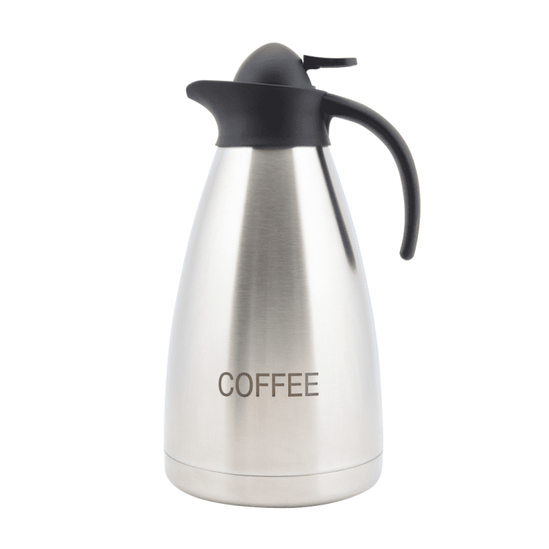 Stainless Steel Contemporary Vacuum Jug inscribed with the word coffee