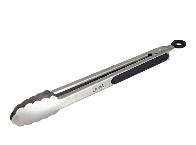 Stainless Steel Tongs in the Locked Position