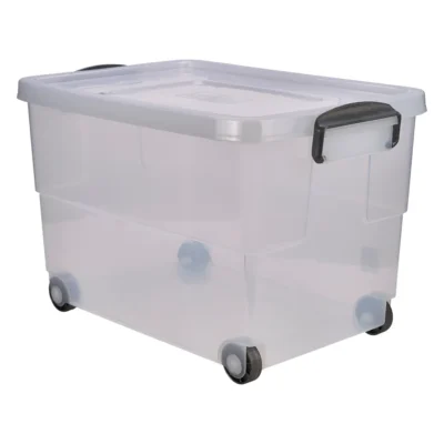 Storage Box 60L With Clip Handles On Wheels