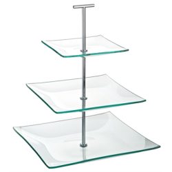 Aura 3 Tiered Square Glass Plate 9.75, 8, 5.75"