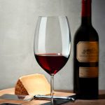 Vintage Bourdeaux Rouge Glass with cheese and wine