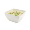 White Melamine Curved Square Bowl filled with rice and peas