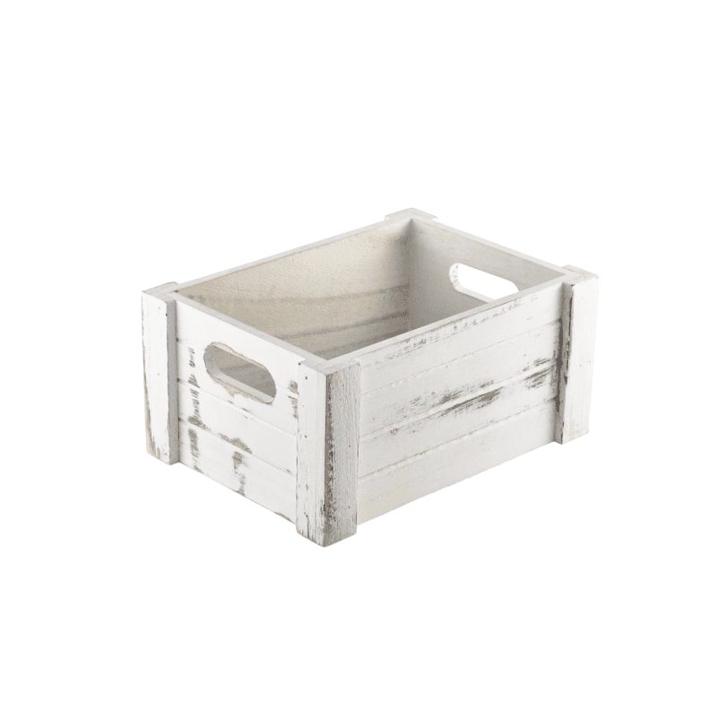 White Wash Wooden Crate 22-8x16-5x11cm