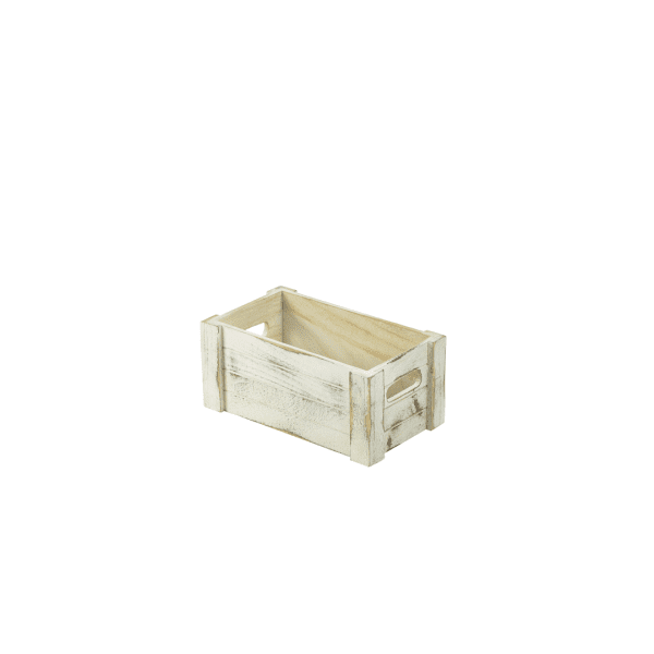 White Wash Wooden Crate 27 x 16 x 12cm