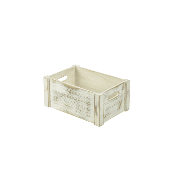 White Wash Wooden Crate 34 x 23 x 15cm