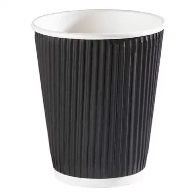 12oz Black Ripple Paper Cup