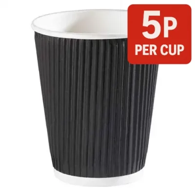 12oz Black Ripple Paper Cup 5p Per Cup