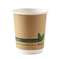 8oz Kraft Biodegradable Double Wall Cups