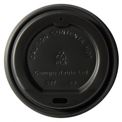 Black Compostable Sip Through Lid for 8oz Disposable Cups