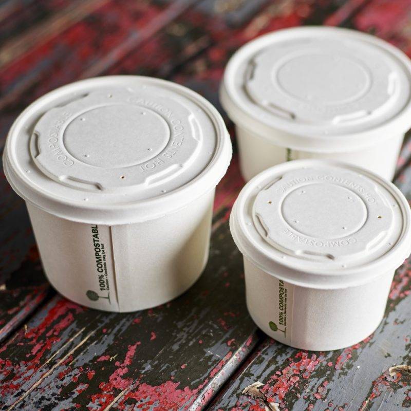 Compostable Soup and Pasta Containers with lids