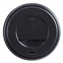 Black Domed Sip Through Lid of 8oz Paper Cups
