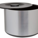 10.5ltr Plastic Ice Bucket Brushed Aluminium Effect - LID ASKEW