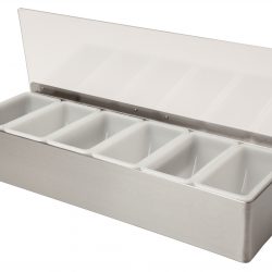 Stainless Steel 6 Compartment Condiment Holder - OPEN