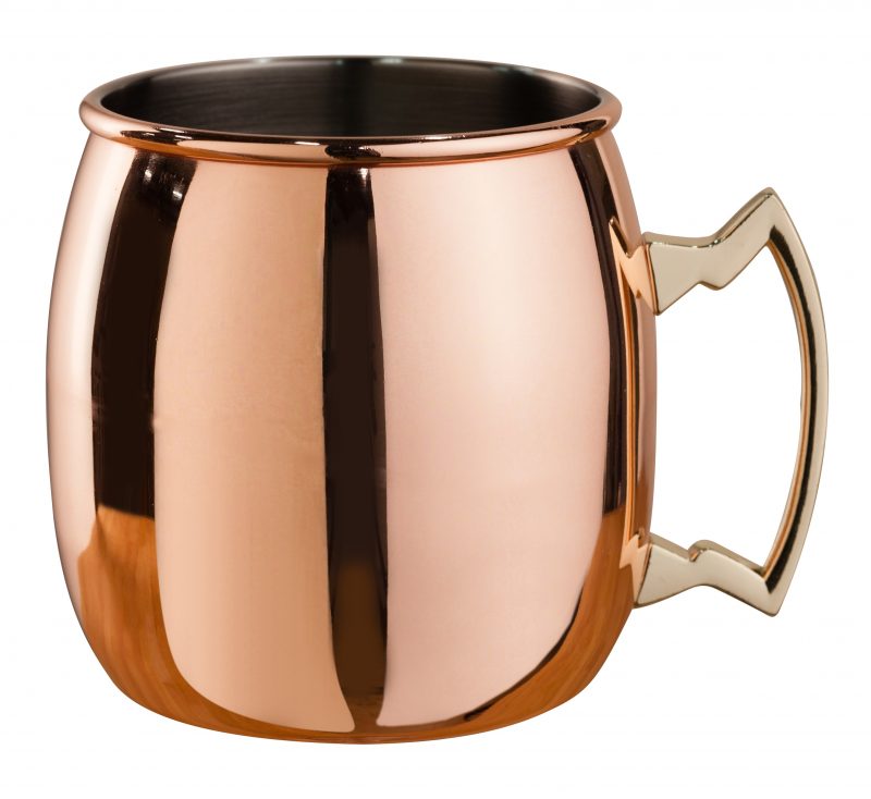 500 ml Copper Plated Curved Moscow Mule Mug - Brass Handle