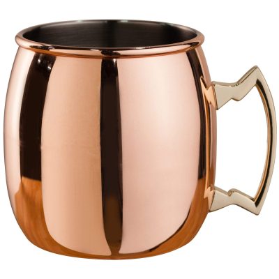 500 ml Copper Plated Curved Moscow Mule Mug - Brass Handle