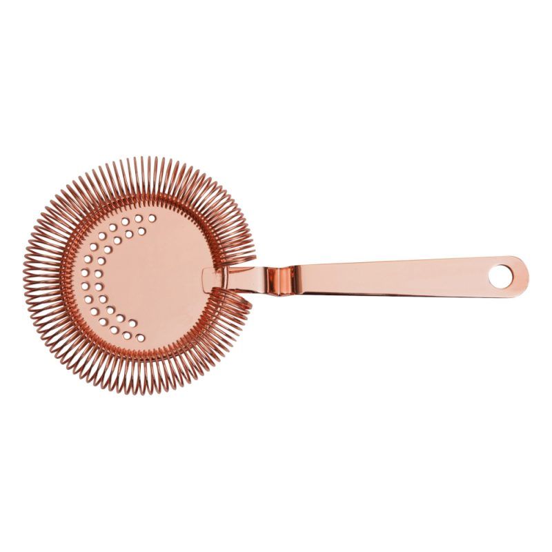 Straigt on view of Mezclar Strainer Copper Plated