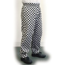 large black check baggy chef trousers