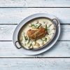 Vintage Steel Oval Dish with chicken meal
