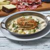 Vintage Steel Oval Dish lifestyle image with food