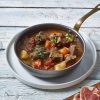 Vintage Steel Mini Fry Pan with hearty stew