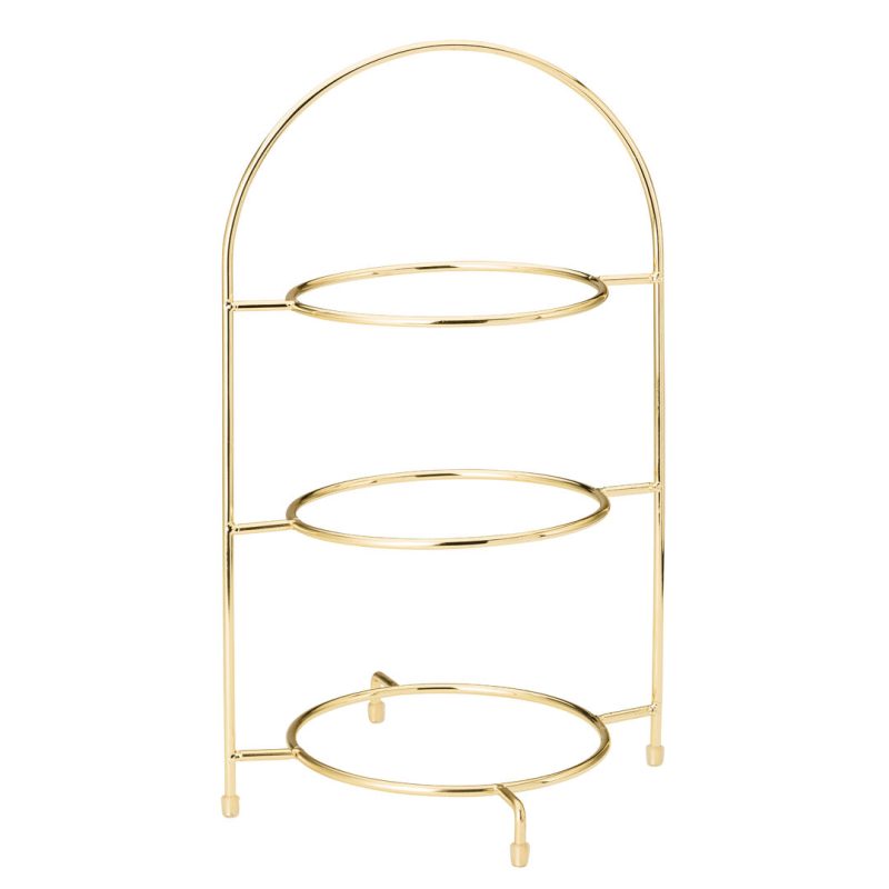 16.5 Inch Gold 3 Tier Cake Plate Stand that is suitable for presenting Afternoon Tea.