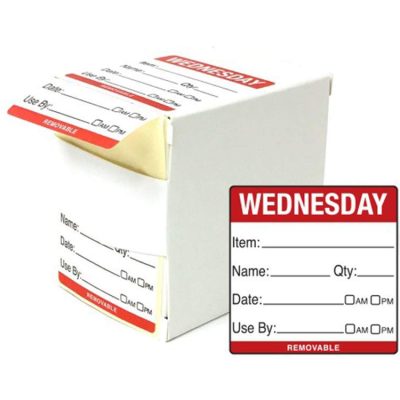 50mm Wednesday Food Preparation Rotation Labels