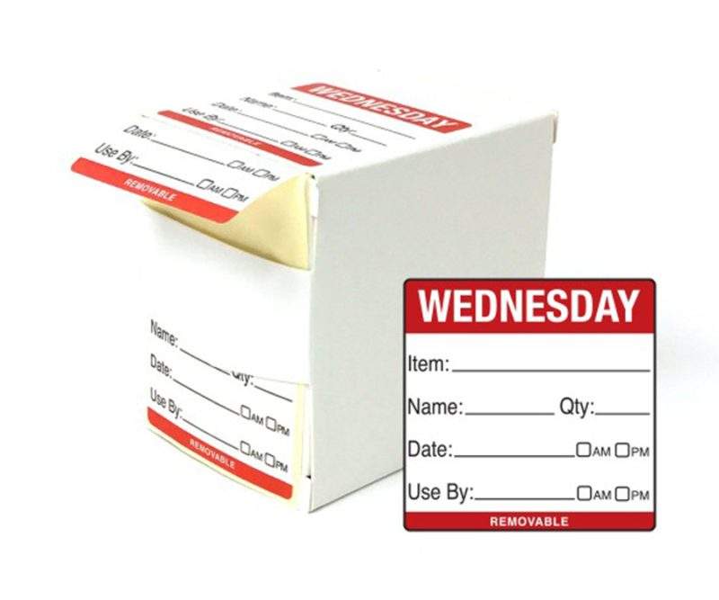 50mm Wednesday Food Preparation Rotation Labels
