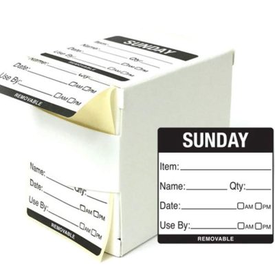 50mm Sunday Food Preparation Rotation Label