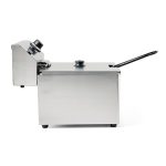 Side of the Hendi Single Tank Electric Fryer 8L with the lid closed
