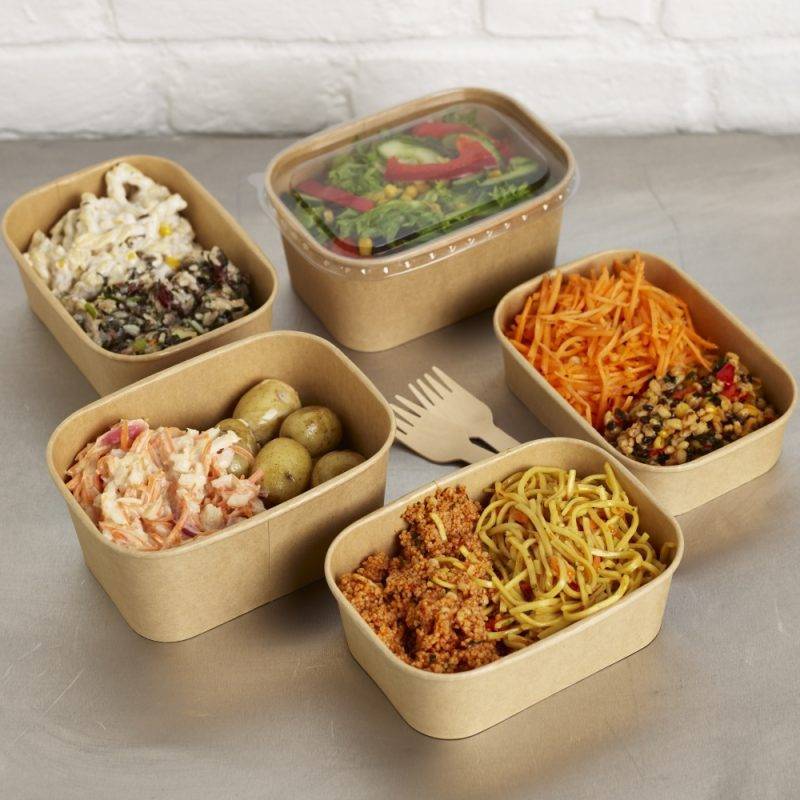 Rectangular Craft Deli Bowls filled with delicious food