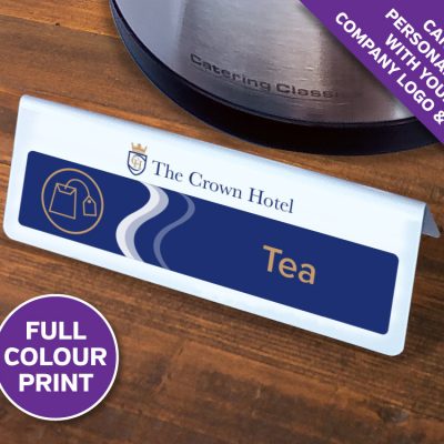 Personalised Beverage Display Table Tent Notices – White