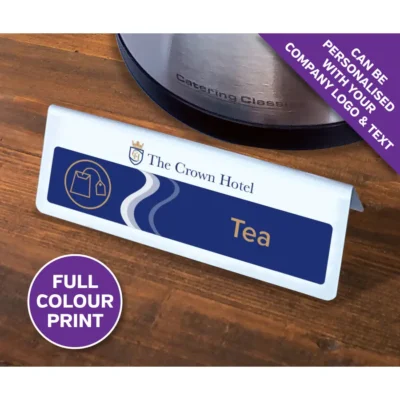 Personalised Beverage Display Table Tent Notices – White