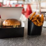 Black Chip Scoop and Black Burger Box Lifestyle Image