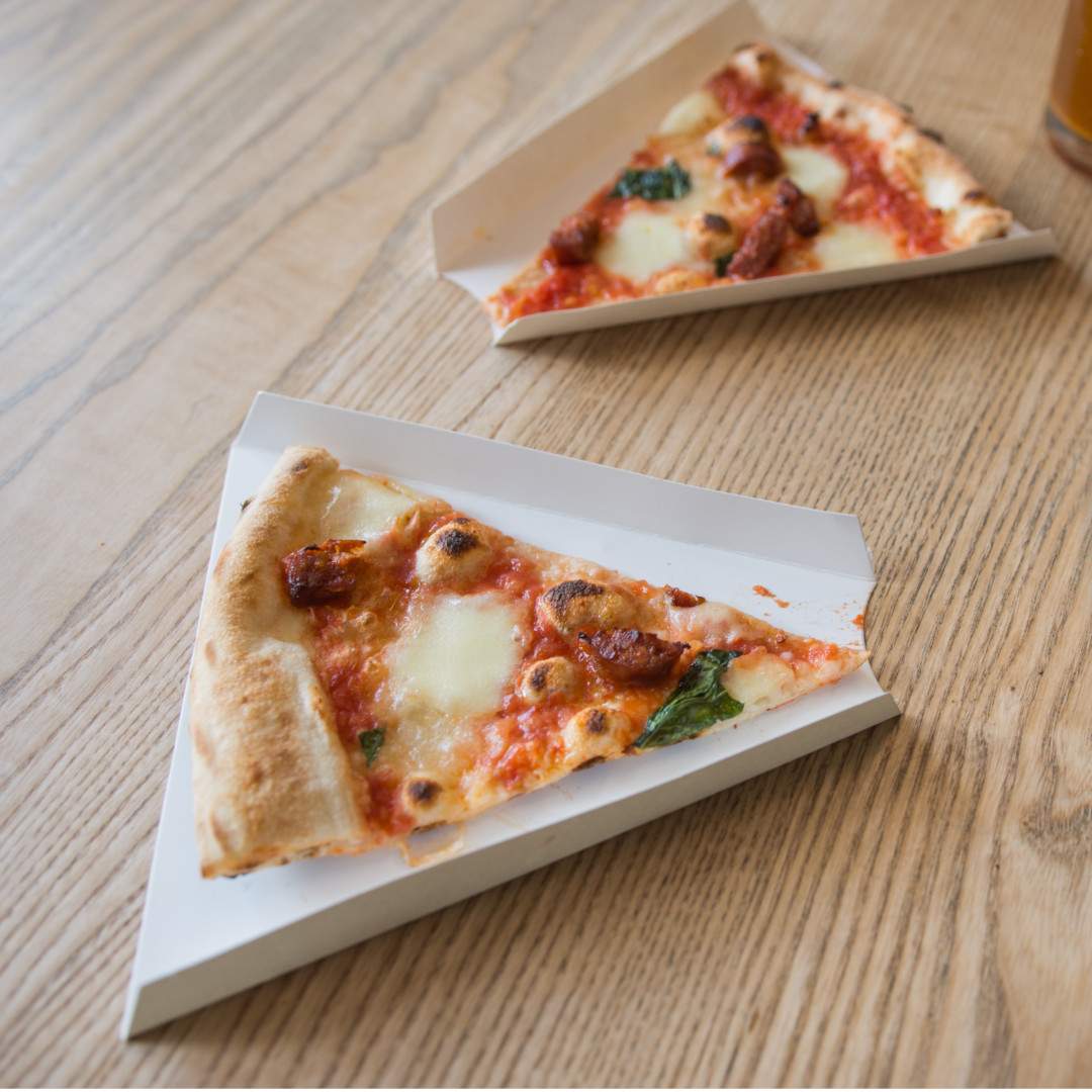 White Pizza Slice Trays Social