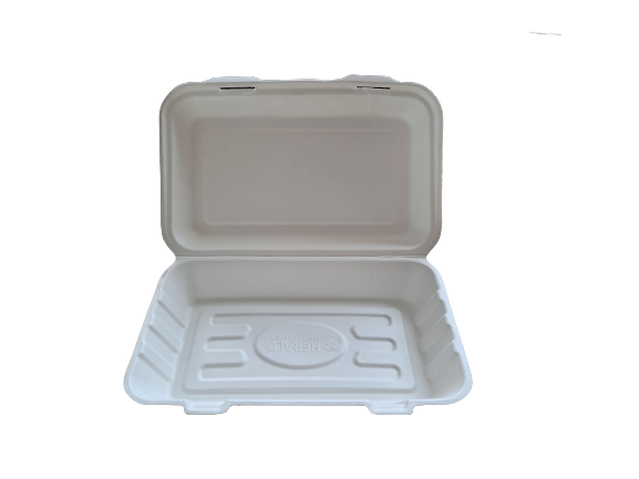 Open Lid Medium Bagasse Fish and Chips Clamshell