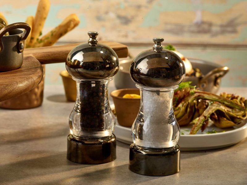 Table Setting with Gun Meta Acrylic Salt Pepper Grinder 14cm