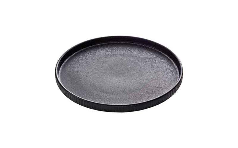 Nara Black Relief Flat Round Plate 27cm