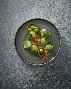 Nara Grey Plate viewed from above with food