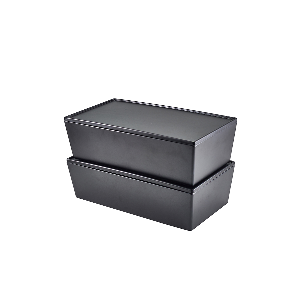 Matt Black Melamine Buffet Boxes Stacked with lids