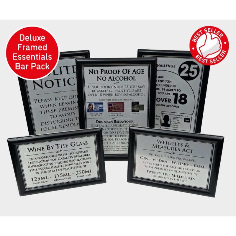 Framed Essential Modern Bar Licensing Silver Signs