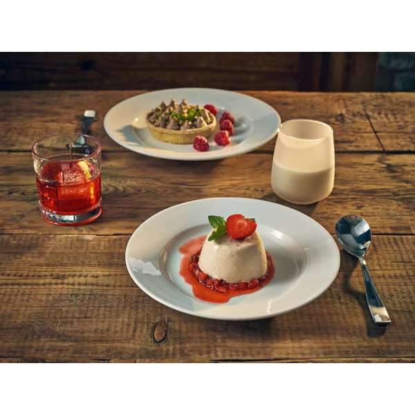 2 White Classic Winged Plates with desserts and drinks