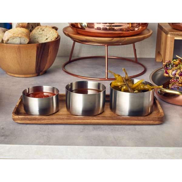 3 Straight Sided Stainless Steel Dishes Lifestyle Image