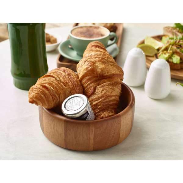 Acacia Wood Straight Sided Bowl with croissant and jam
