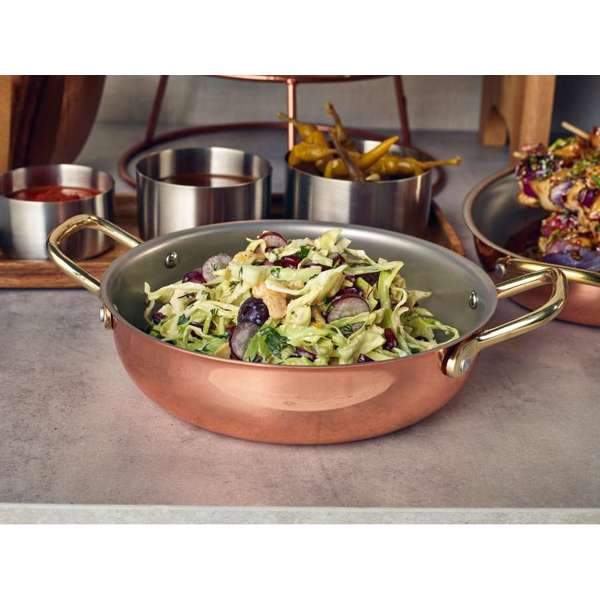 Copper Round Dish with food lifestyle image