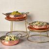 Gold Buffet Risers with Copper Plated Buffet Bowls