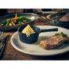 Lifestyle image of white porcelain narrow rim plate 28cm