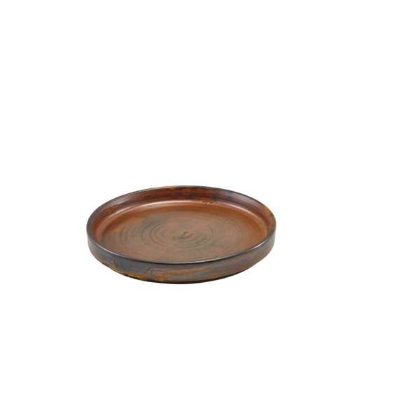 Rustic Copper Low Presentation Plate Angled view showing depth of plate
