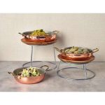 Silver Round Buffet Risers with Copper serving dishes lifestyle image